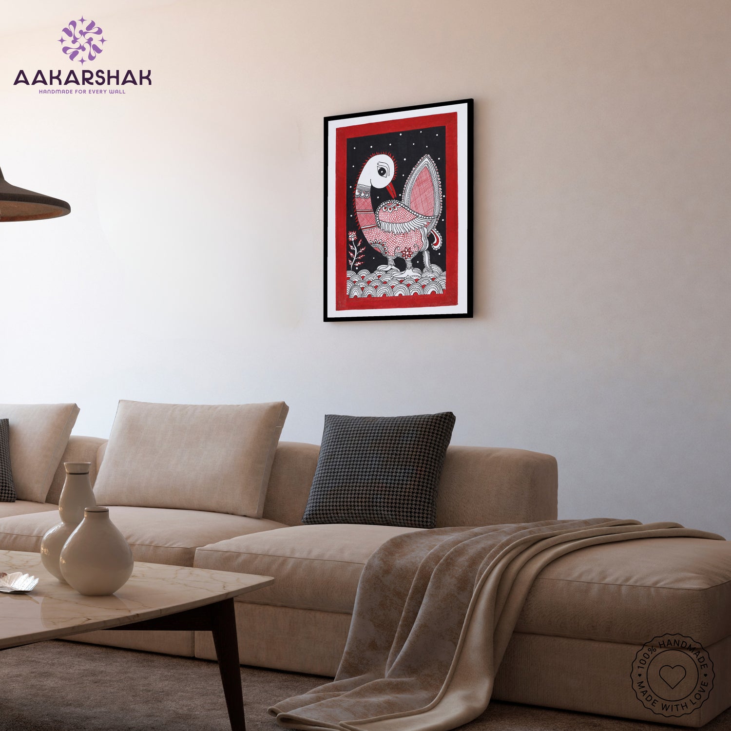 vibrant handmade peacock painting-depicting indian folk traditions