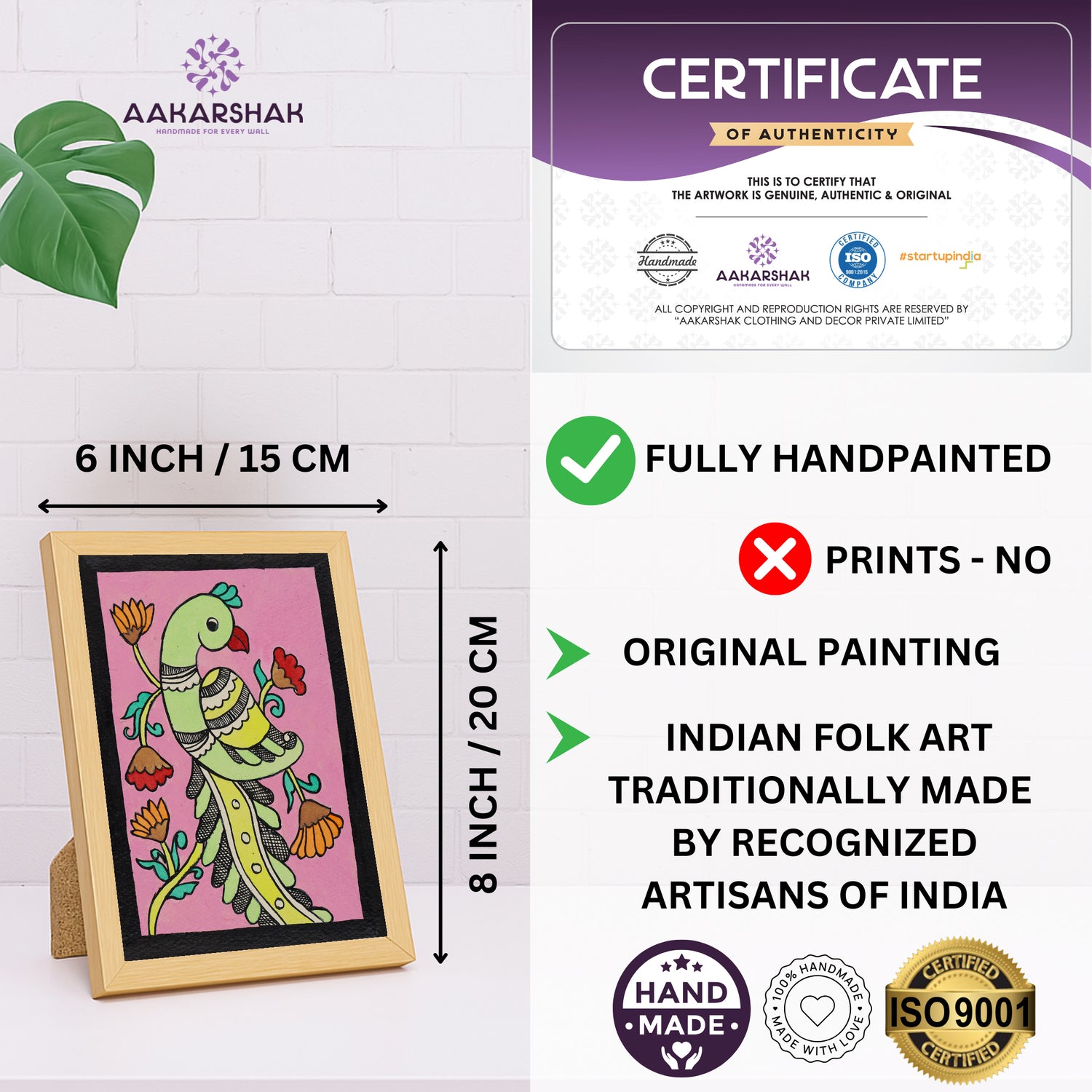handmade iso certified-peacock kalamkari painting