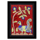 Framed artwork of a colorful peacock -with handmade pichwai painting 