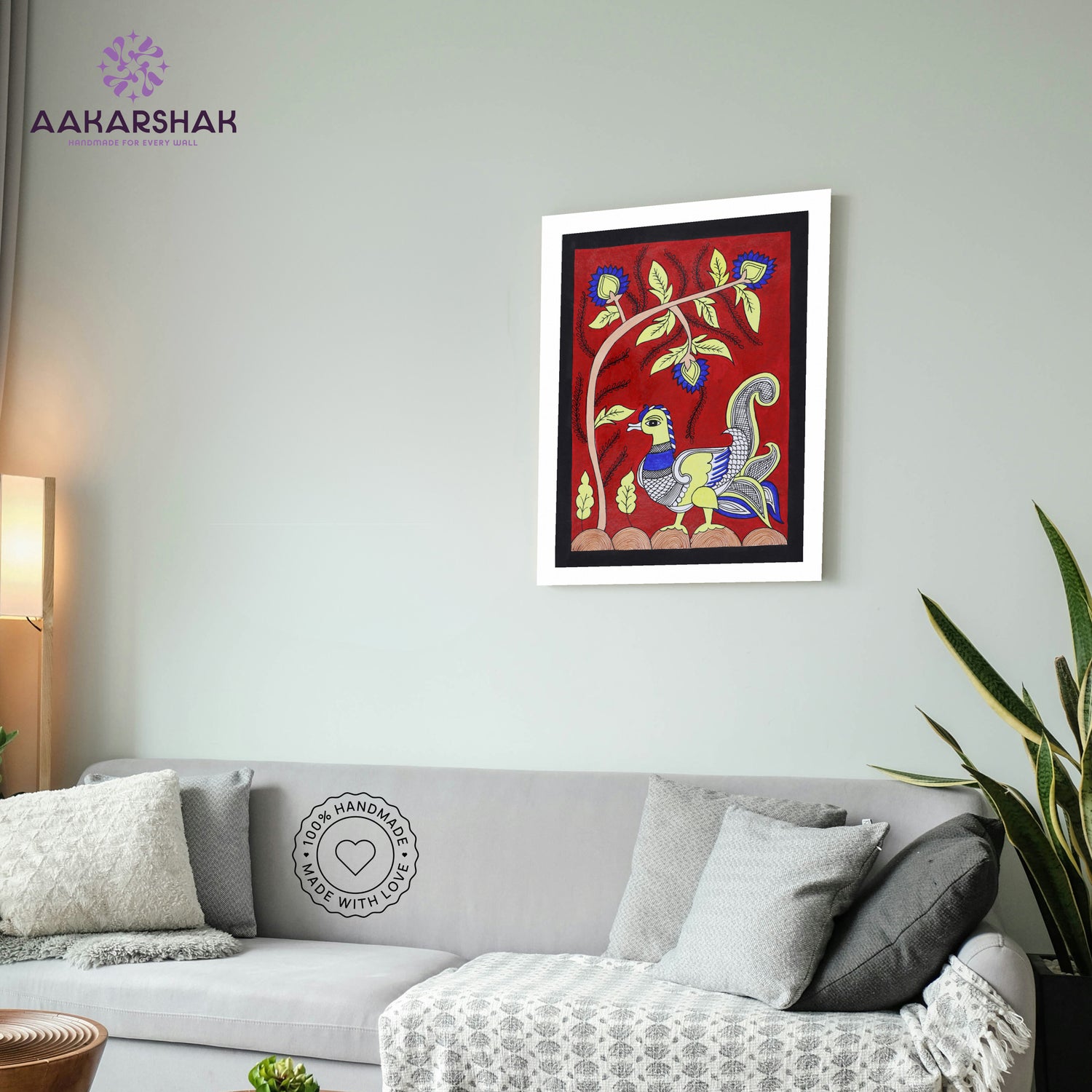 vibrant handmade peacock painting-depicting indian folk traditions