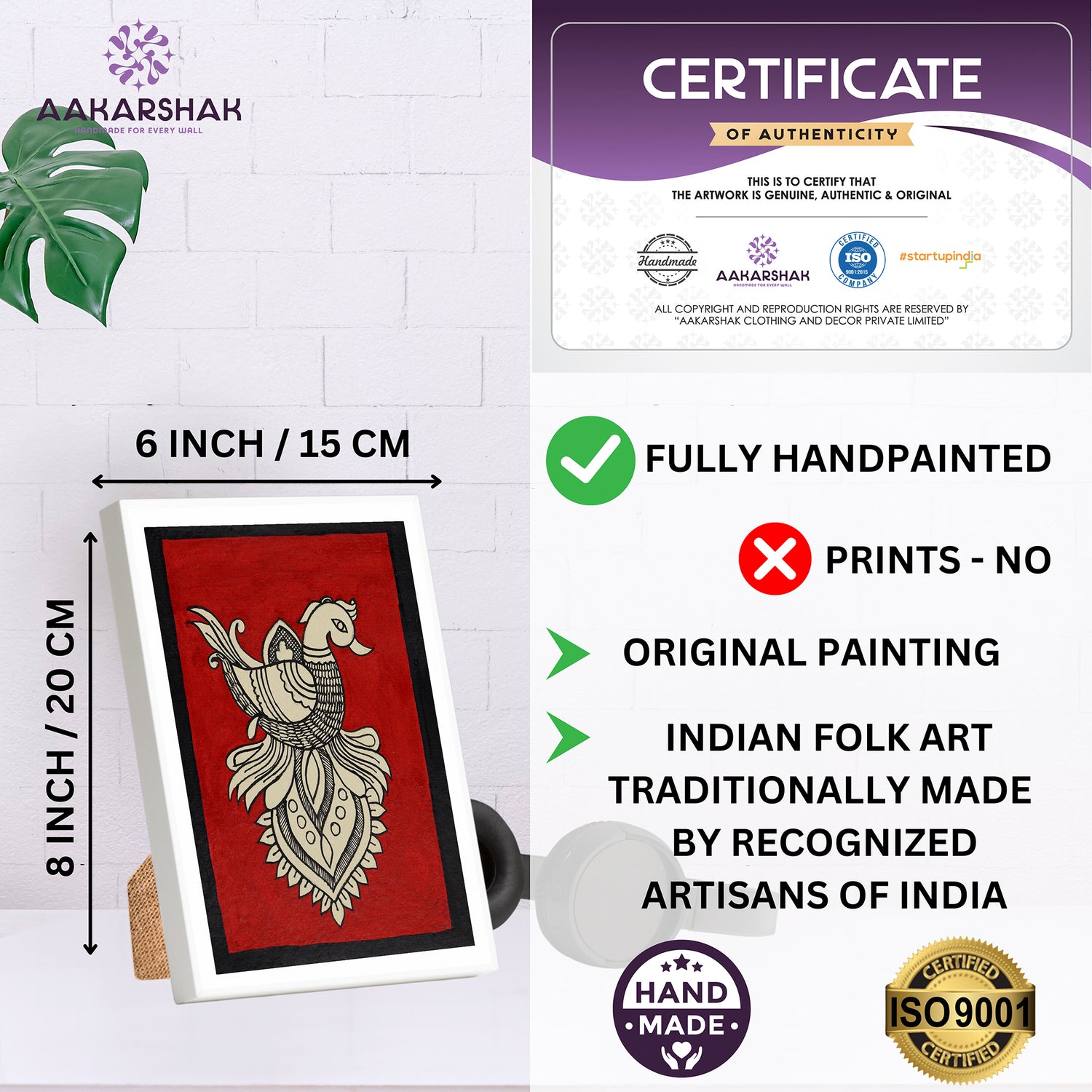 handmade iso certified-peacock kalamkari painting
