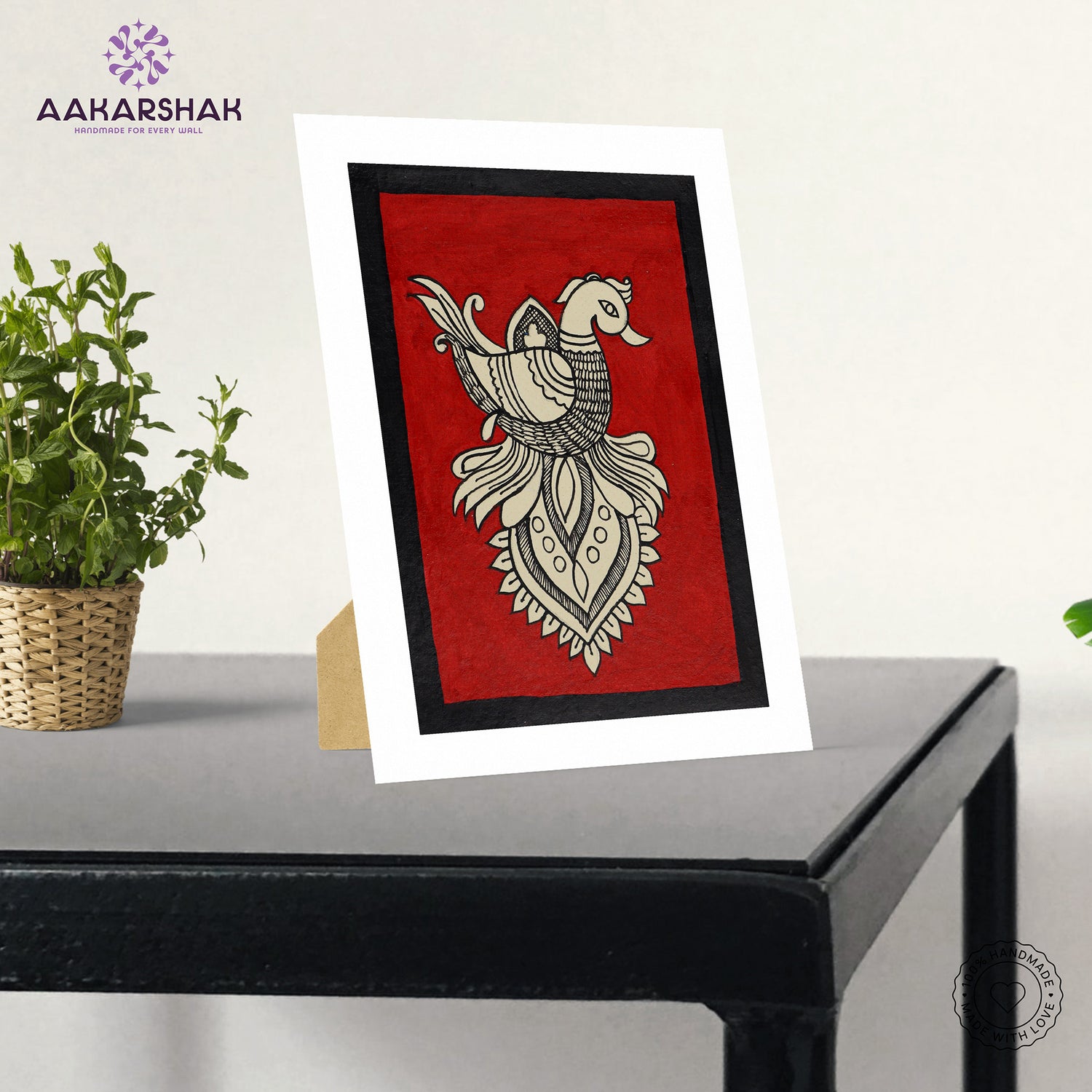 vibrant handmade peacock painting-depicting indian folk traditions
