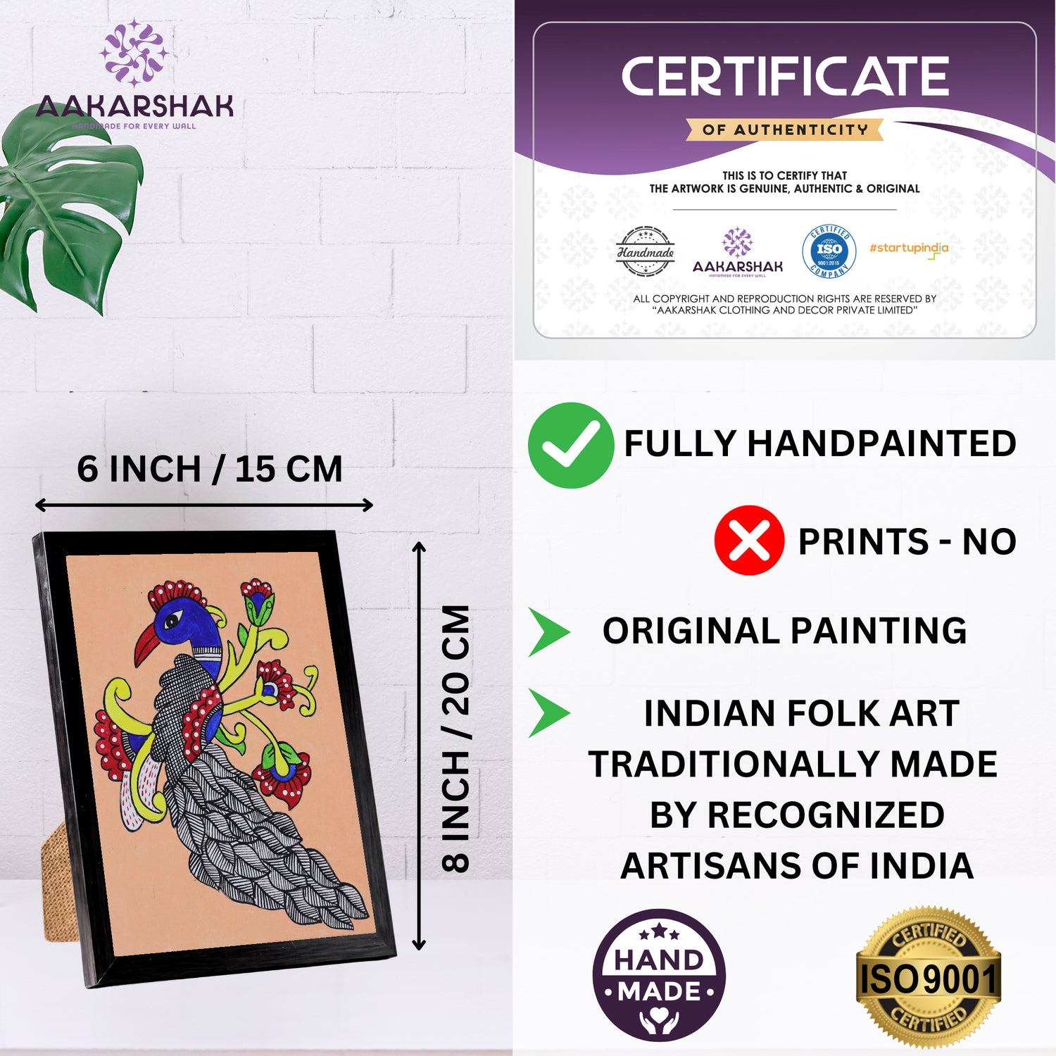 handmade iso certified-peacock kalamkari painting