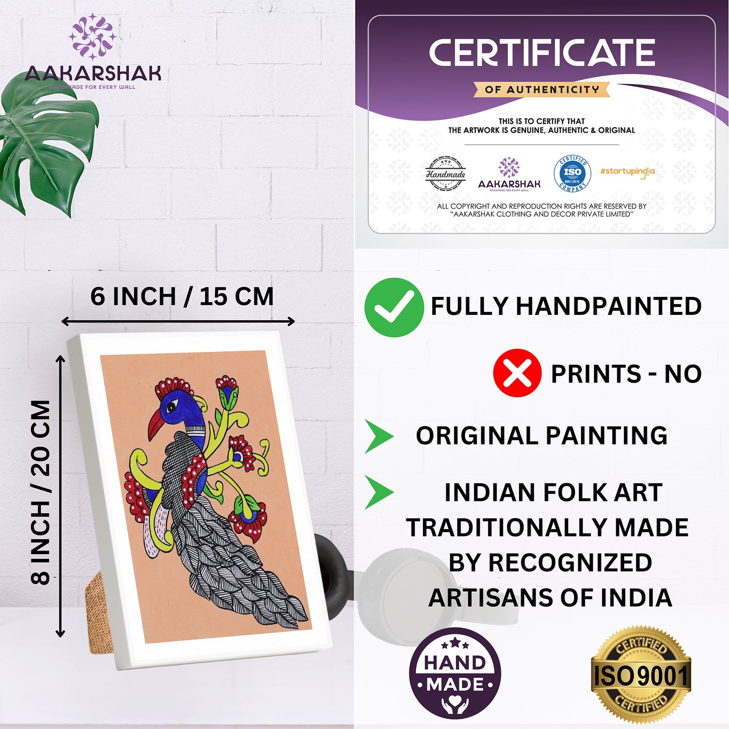 handmade iso certified-peacock kalamkari painting
