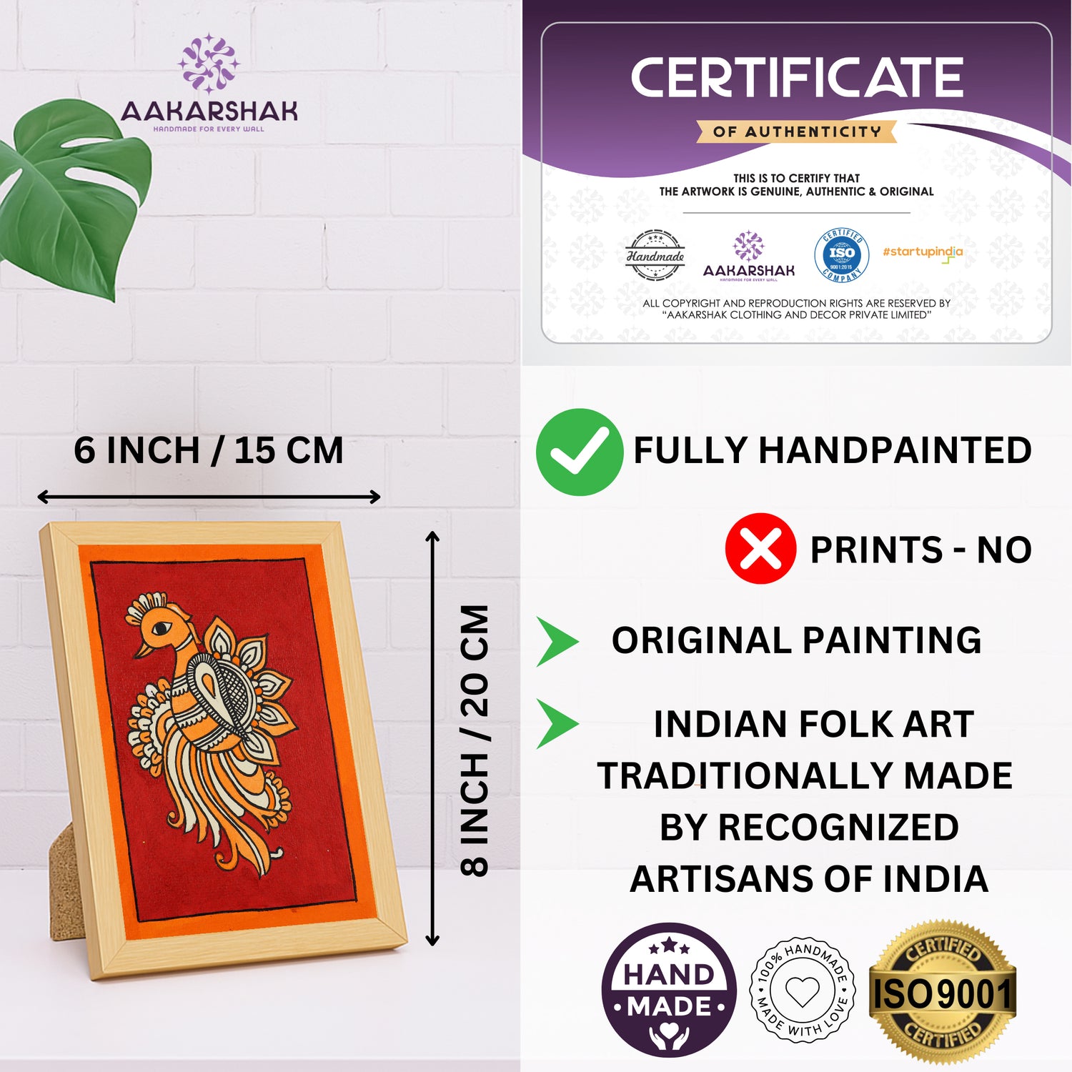 handmade iso certified-peacock kalamkari painting