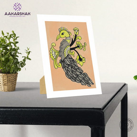 vibrant handmade peacock painting-depicting indian folk traditions
