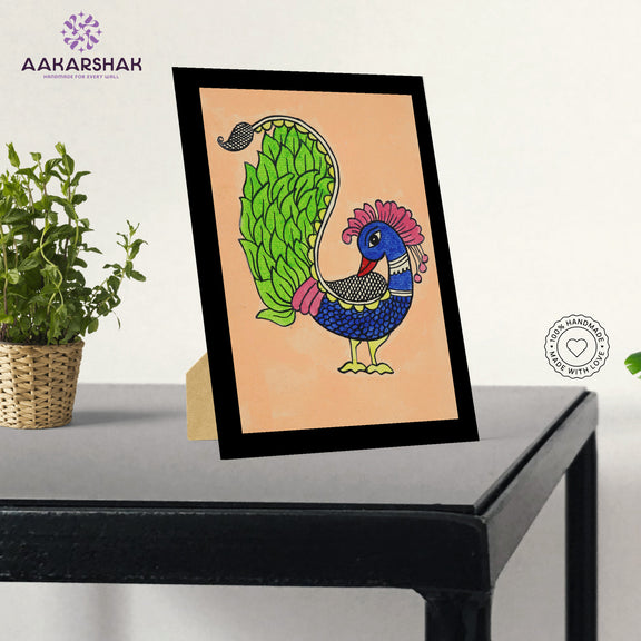 vibrant handmade peacock painting-depicting indian folk traditions
