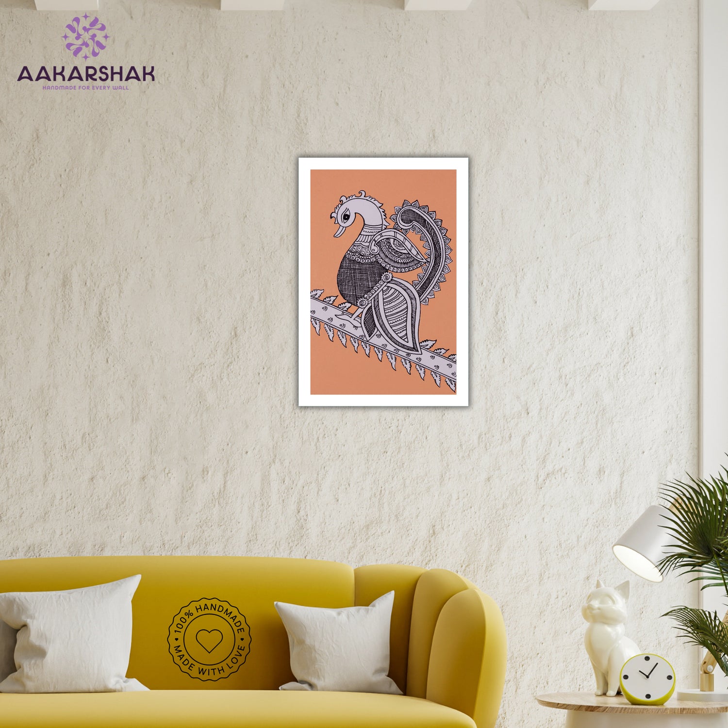vibrant handmade peacock painting-depicting indian folk traditions
