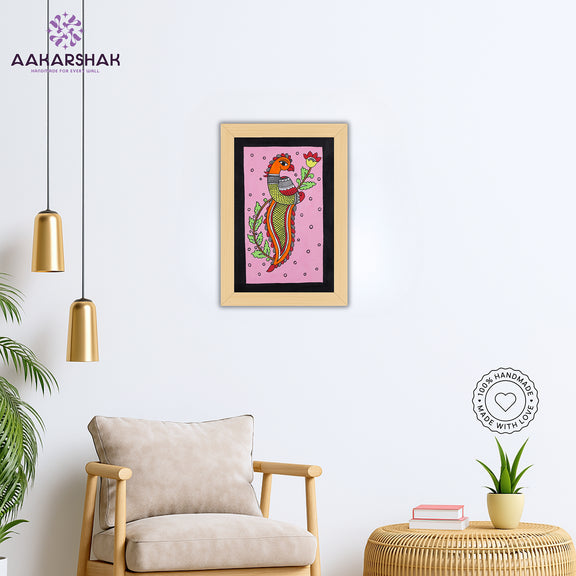vibrant handmade peacock painting-depicting indian folk traditions
