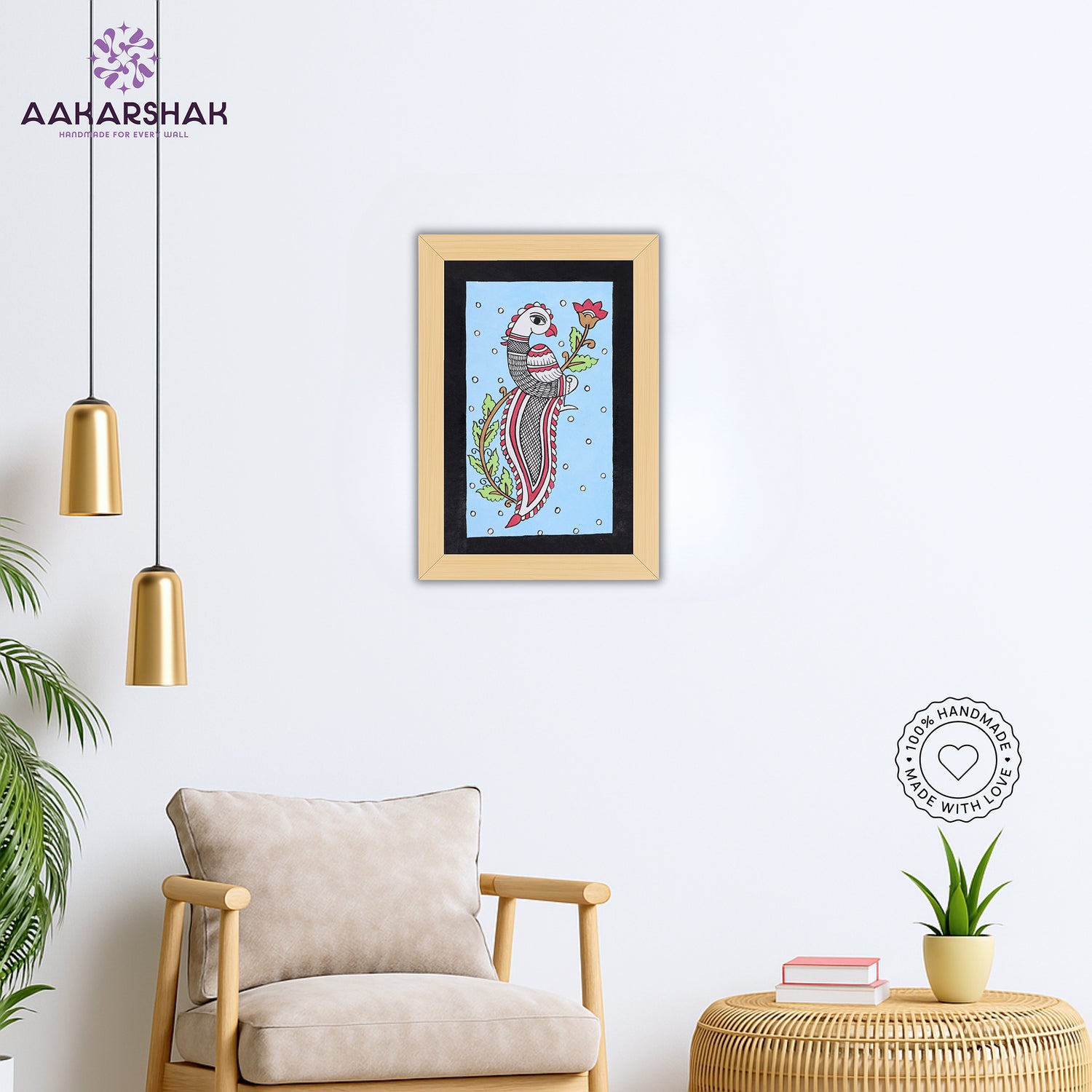 vibrant handmade peacock painting-depicting indian folk traditions

