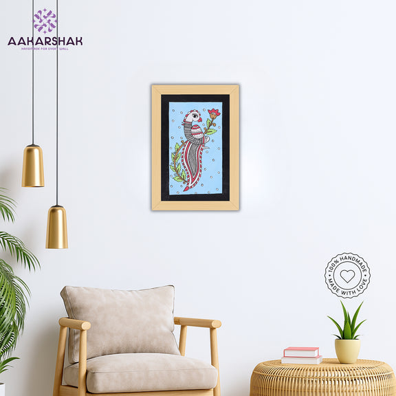 vibrant handmade peacock painting-depicting indian folk traditions
