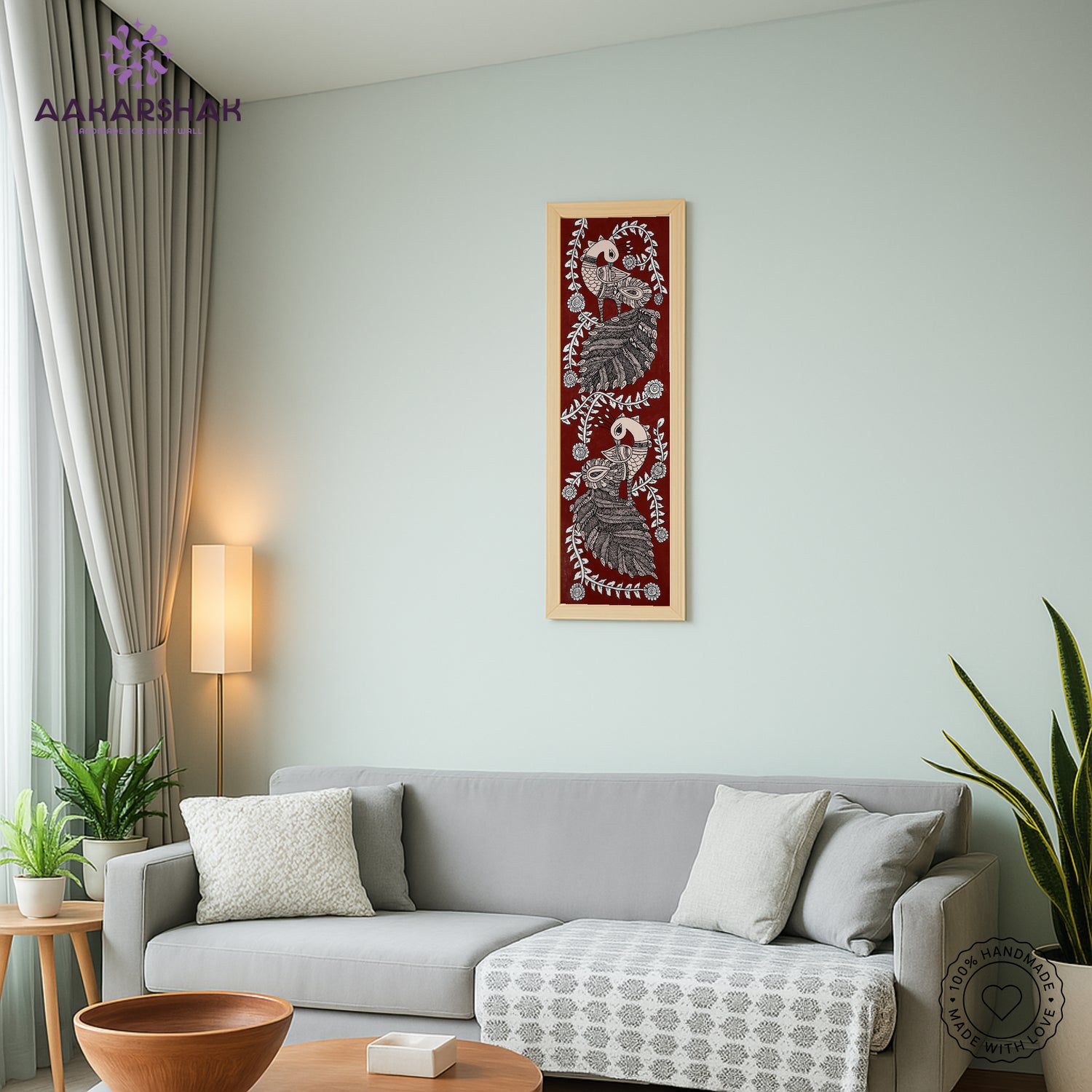 vibrant handmade peacock painting-depicting indian folk traditions