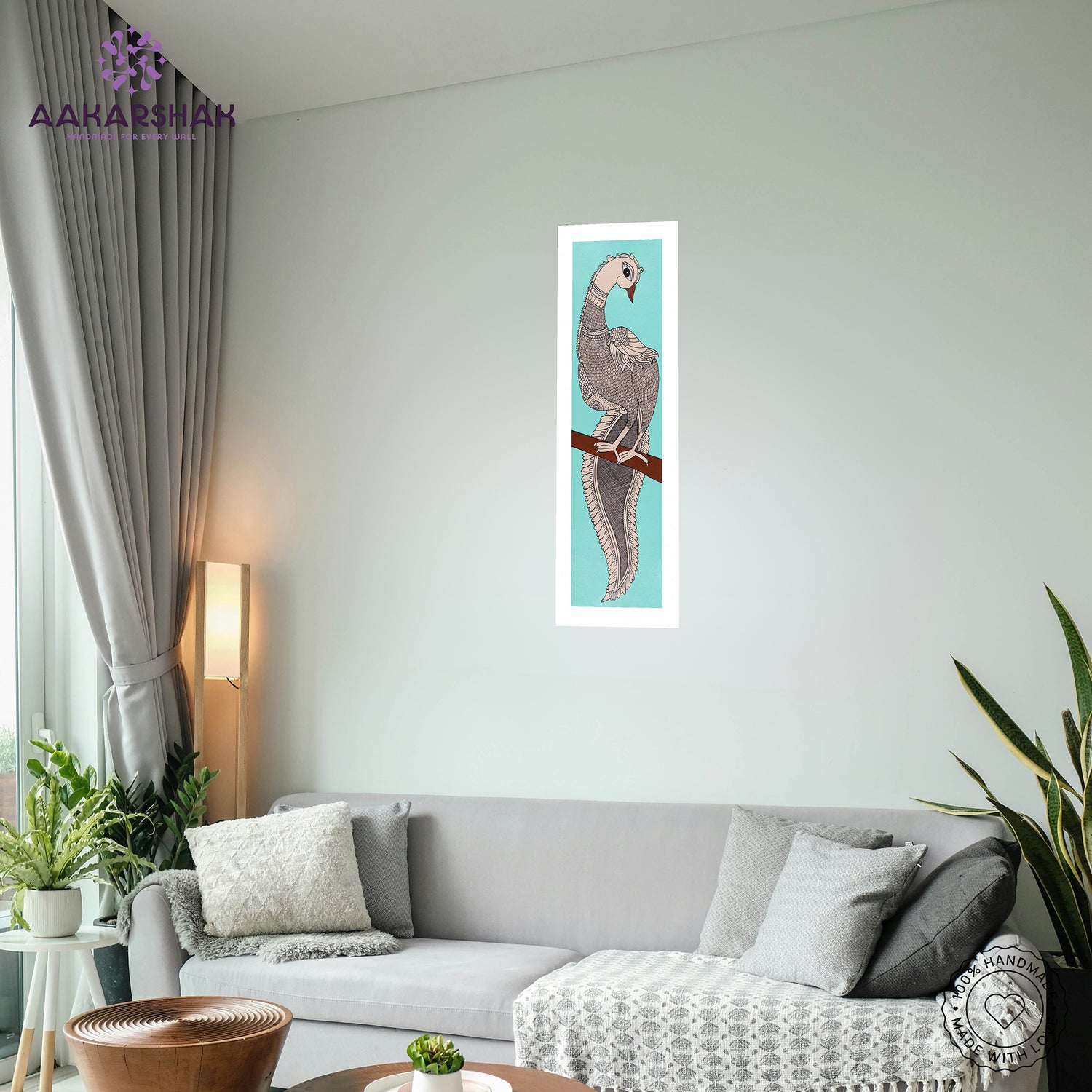 vibrant handmade peacock painting-depicting indian folk traditions