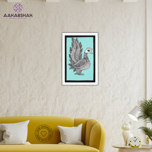 vibrant handmade peacock painting-depicting indian folk traditions
