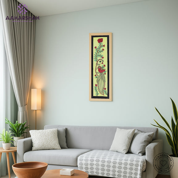 vibrant handmade peacock painting-depicting indian folk traditions