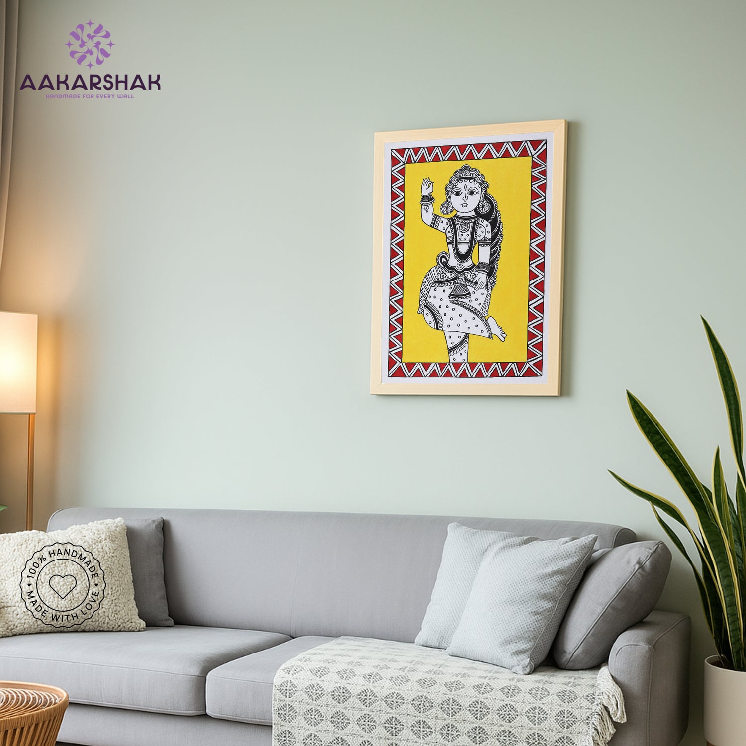 vibrant handmade radha painting-depicting indian folk traditions
