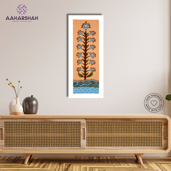 Framed artwork with tree of life  design -handmade kalamkari painting for home decor