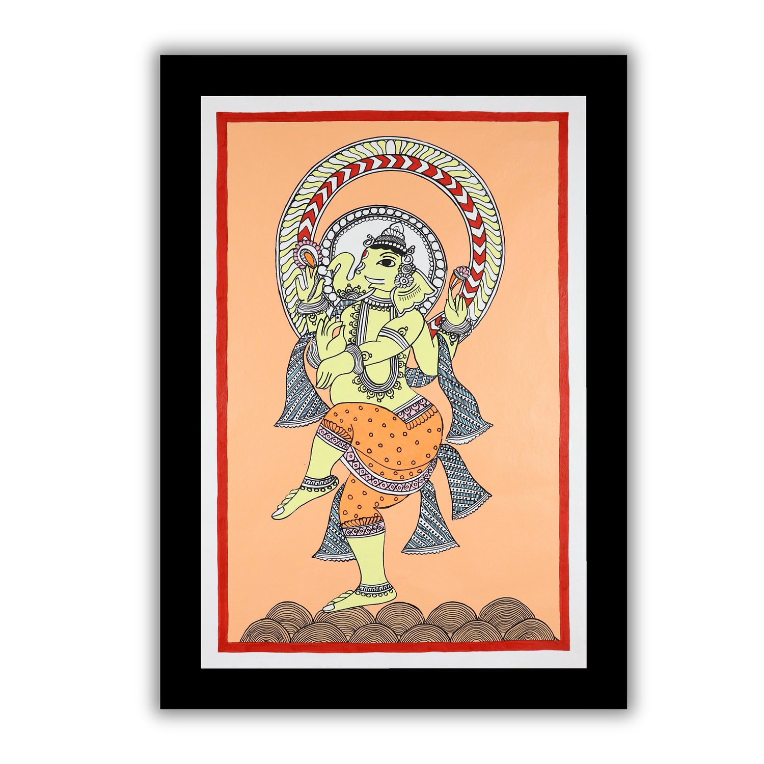 Handmade Kalamkari Ganesh Painting 17x24Inch Wall Art