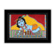 Framed artwork of a colorful baal-krishna-with handmade madhubani painting 