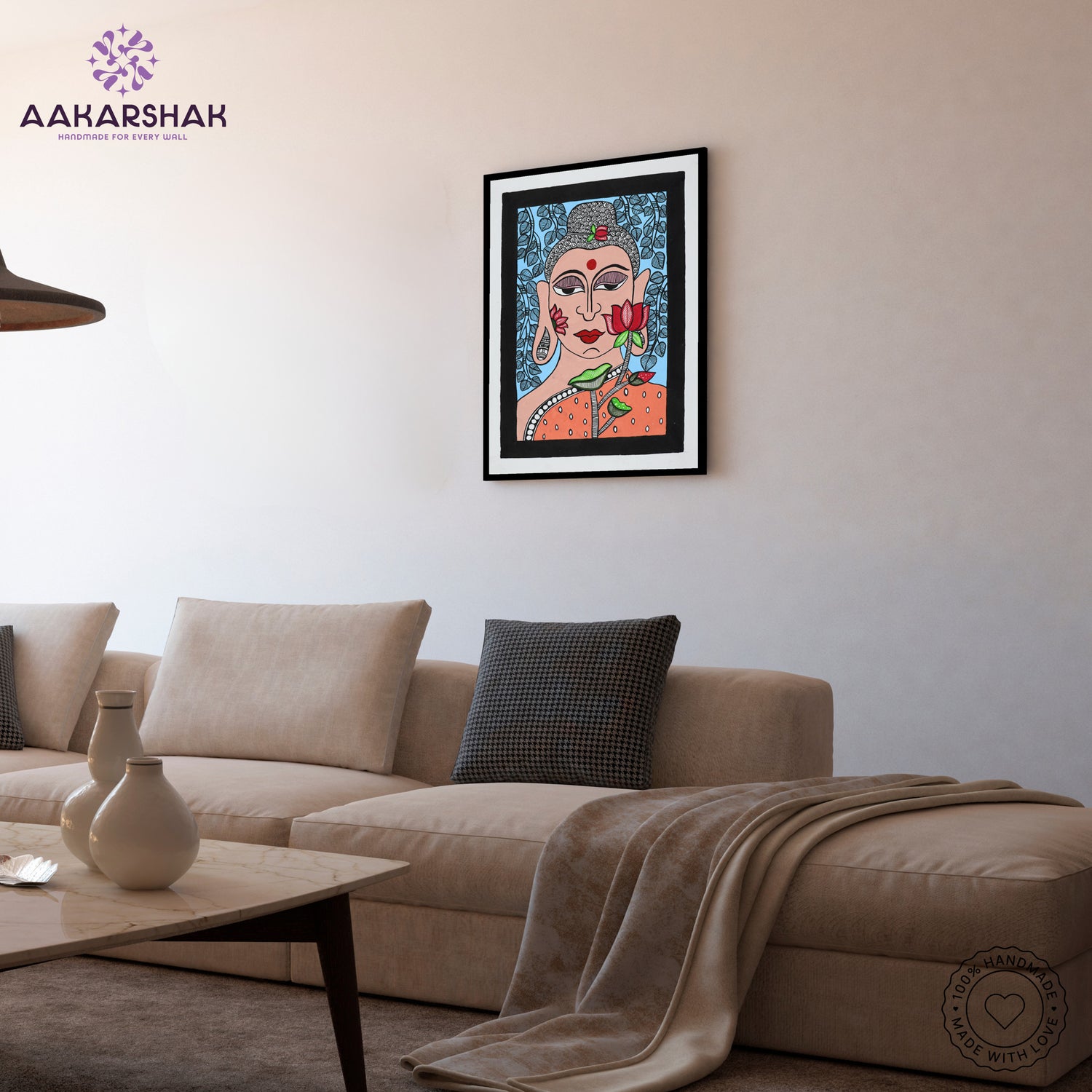 vibrant handmade buddha painting-depicting indian folk traditions