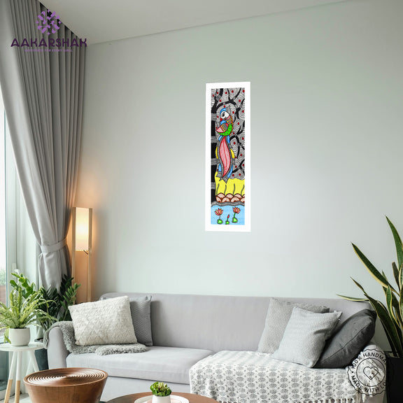 vibrant handmade peacock painting-depicting indian folk traditions