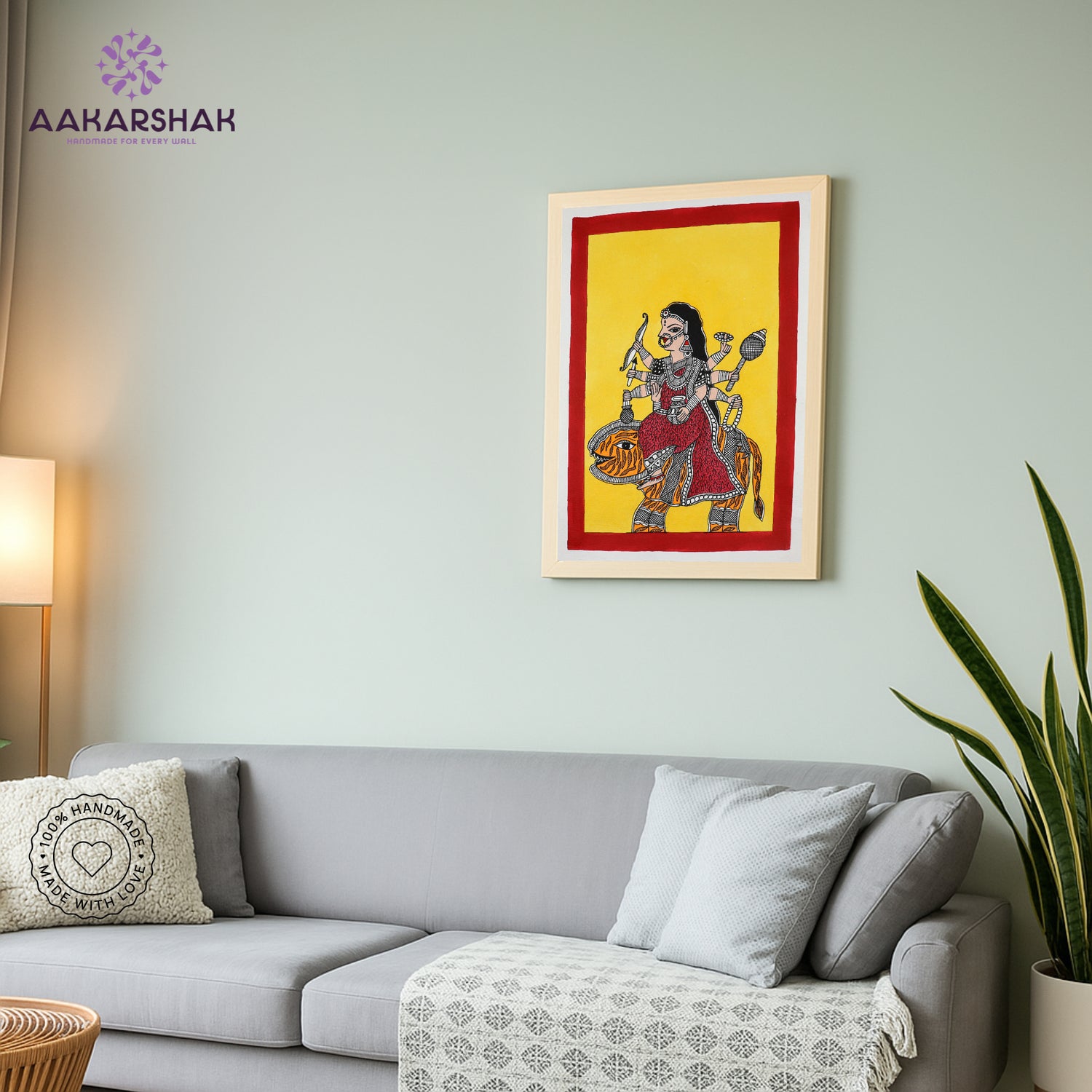 vibrant handmade druga painting-depicting indian folk traditions