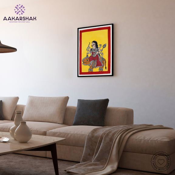 vibrant handmade druga painting-depicting indian folk traditions