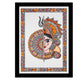 Framed artwork of a colorful druga -with handmade madhubani painting 
