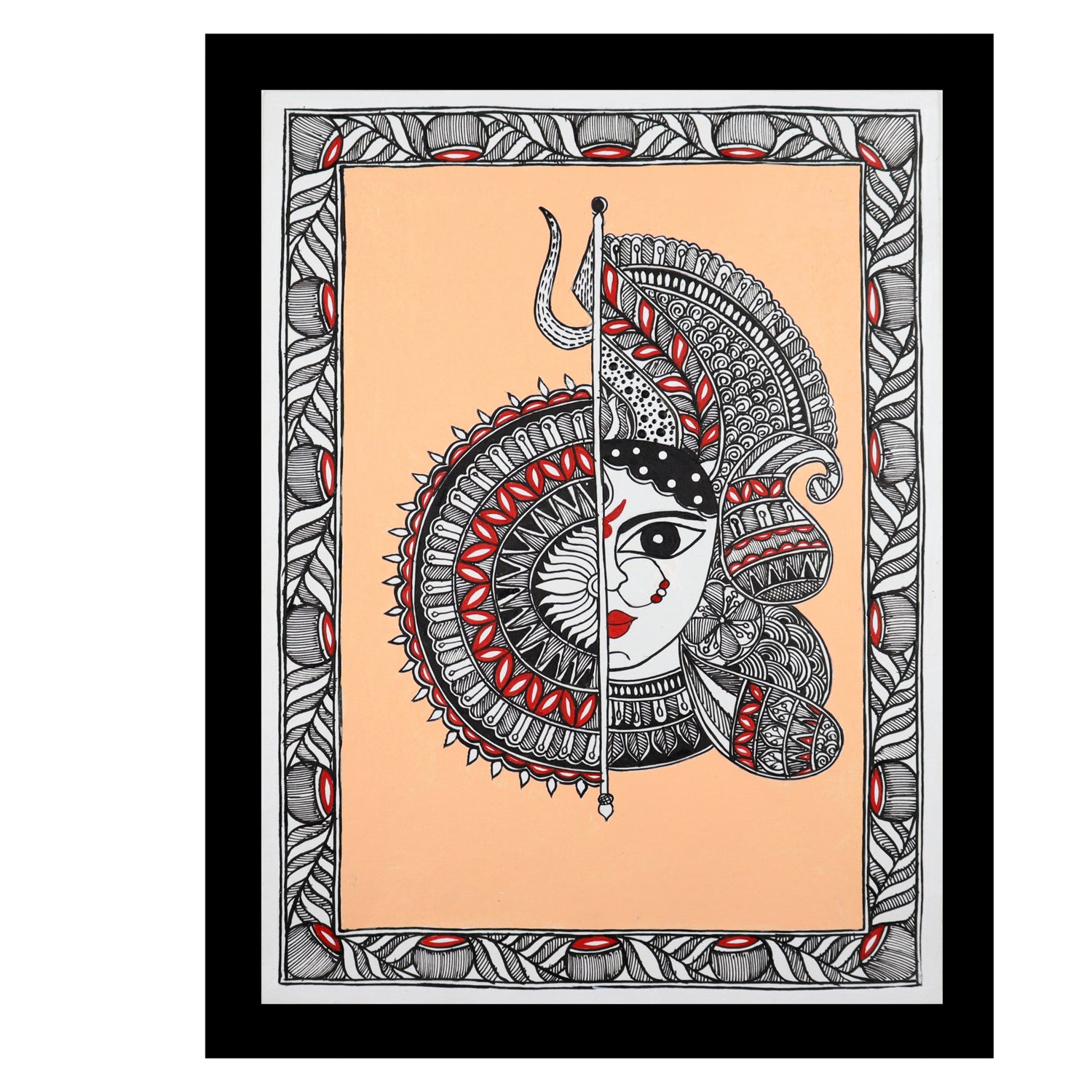 Handmade Madhubani Painting of Maa Durga 12x16 Inch Wall Decor