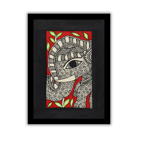 handmade madhubani painting elephant-in vibrant traditional folk art style
