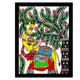 Framed artwork of a colorful elephant-with handmade madhubani painting 