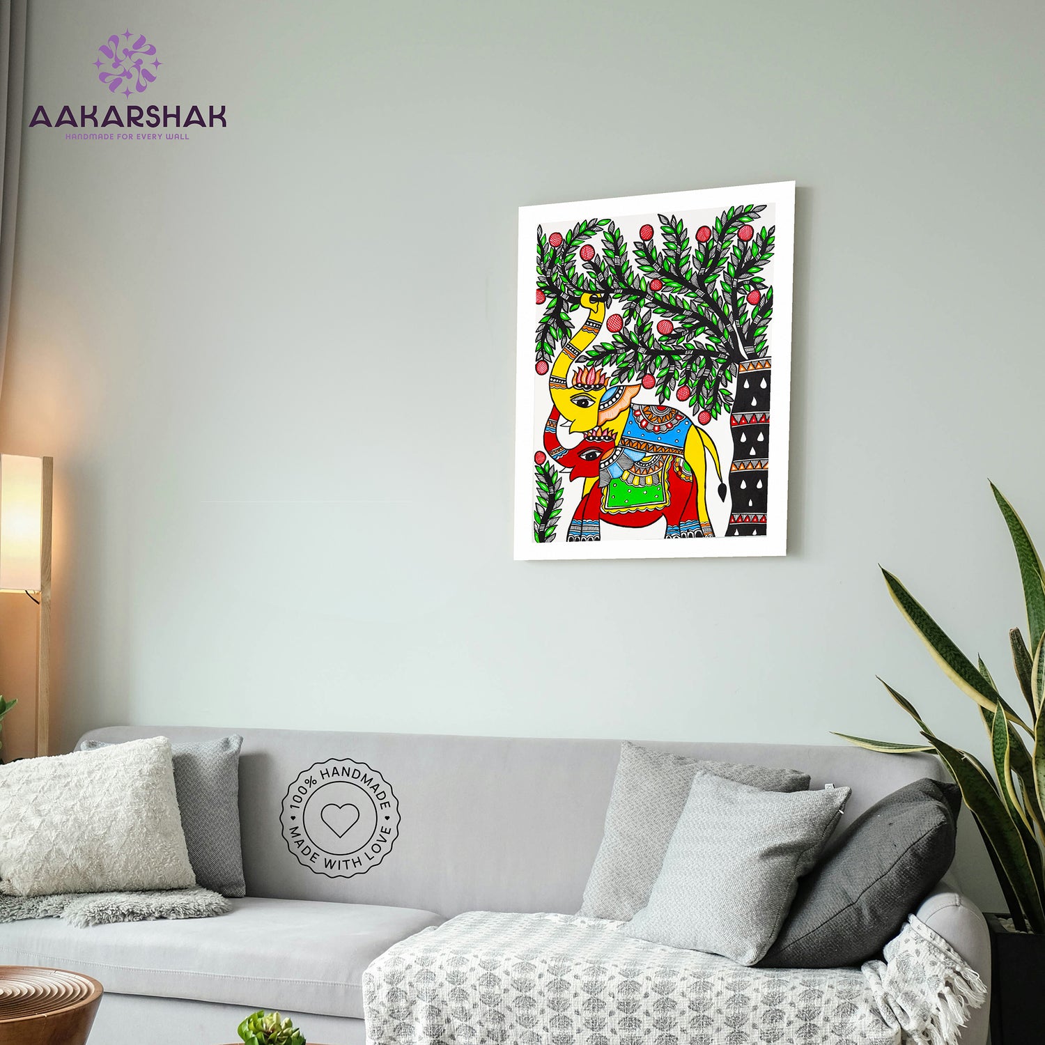 vibrant handmade elephant painting-depicting indian folk traditions