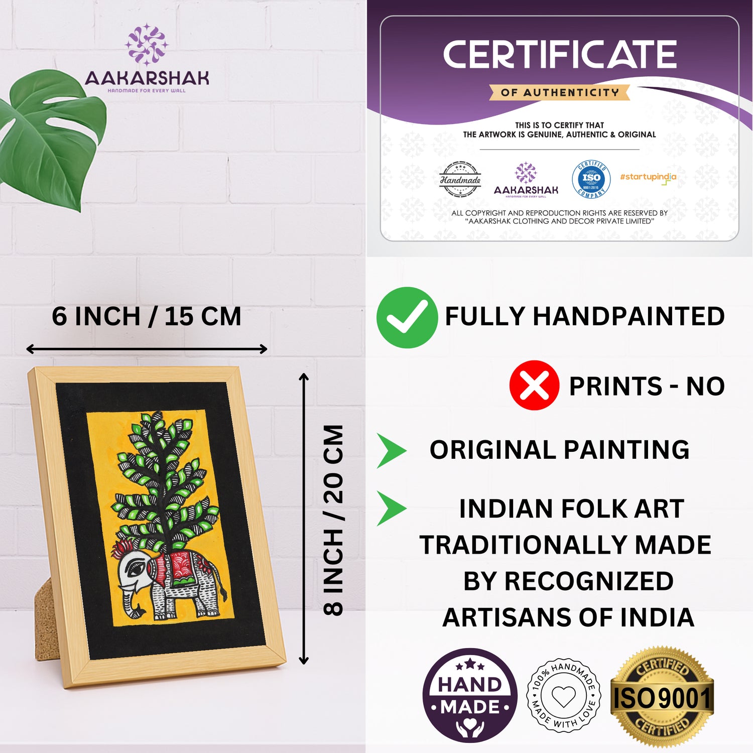 handmade iso certified-madhubani elephant painting

