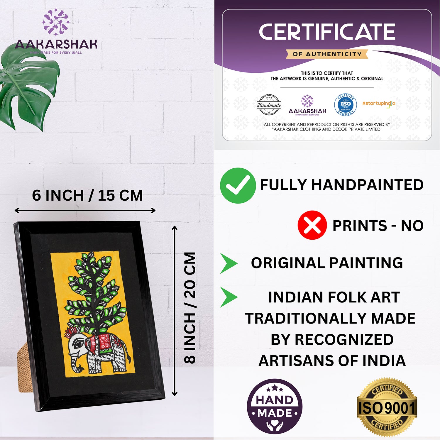 handmade iso certified-madhubani elephant painting

