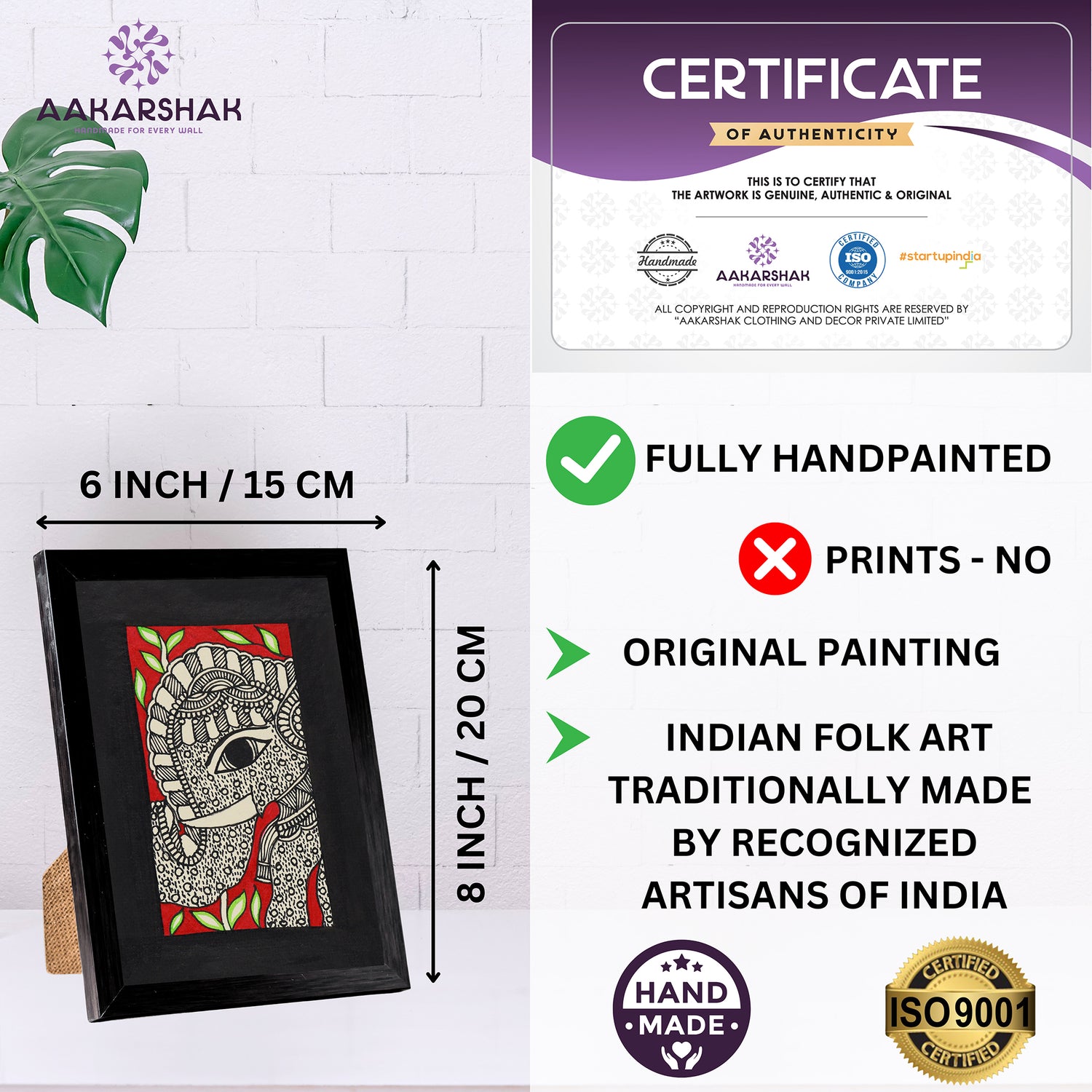handmade iso certified-madhubani elephant painting
