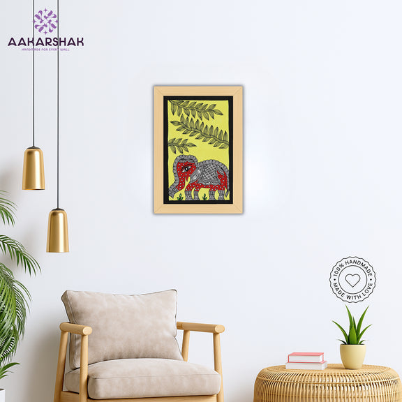 vibrant handmade elephant painting-depicting indian folk traditions
