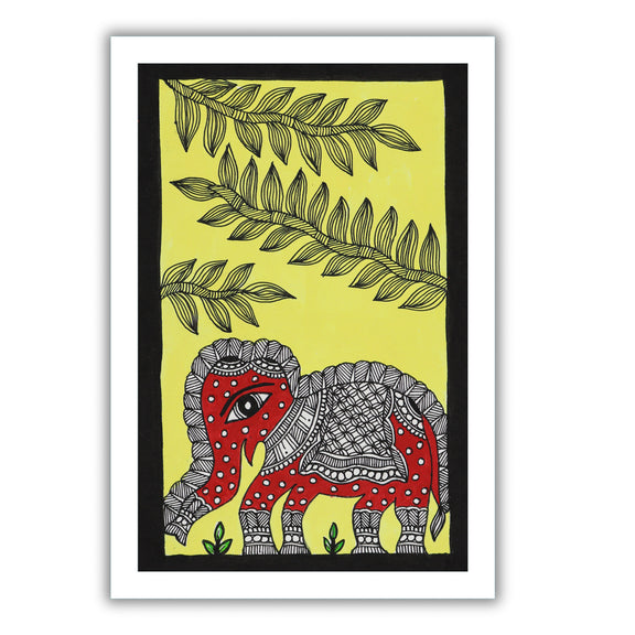 handmade madhubani painting painting elephant-in vibrant traditional folk art style
