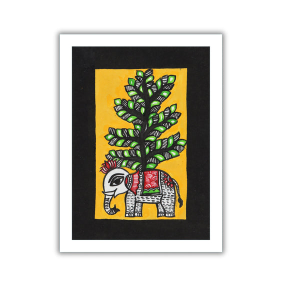 handmade madhubani painting elephant-in vibrant traditional folk art style
