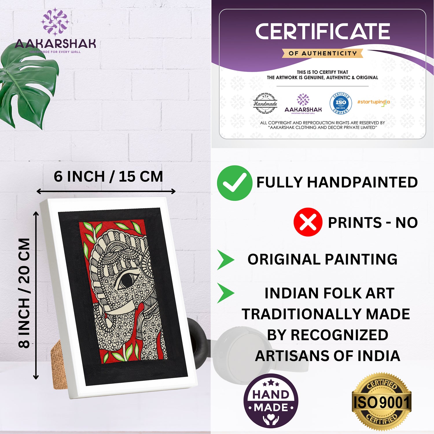 handmade iso certified-madhubani elephant painting
