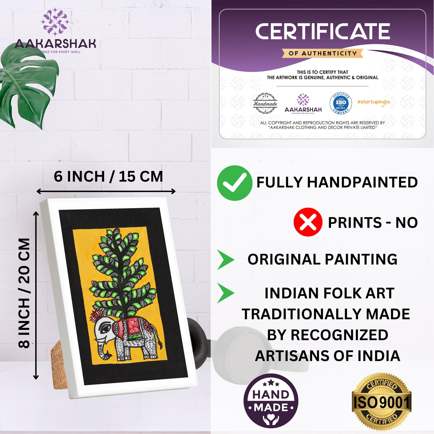 handmade iso certified-madhubani elephant painting
