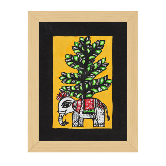 handmade madhubani painting elephant-in vibrant traditional folk art style
