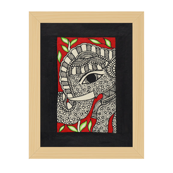 handmade madhubani painting elephant-in vibrant traditional folk art style
