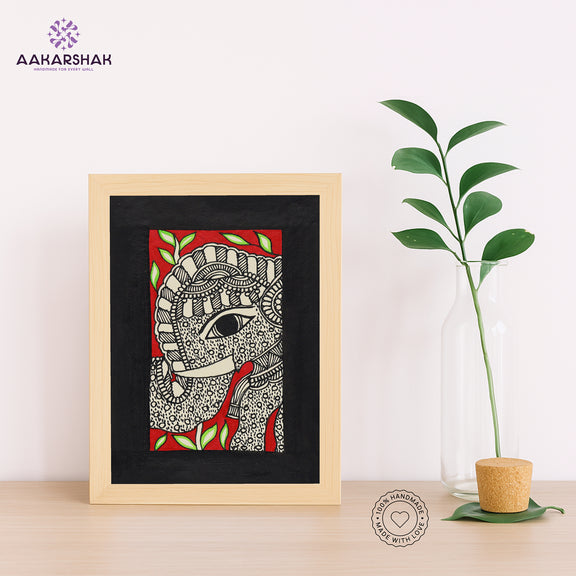 Handmade Madhubani elephant painting-with tabletop stand for home decor
