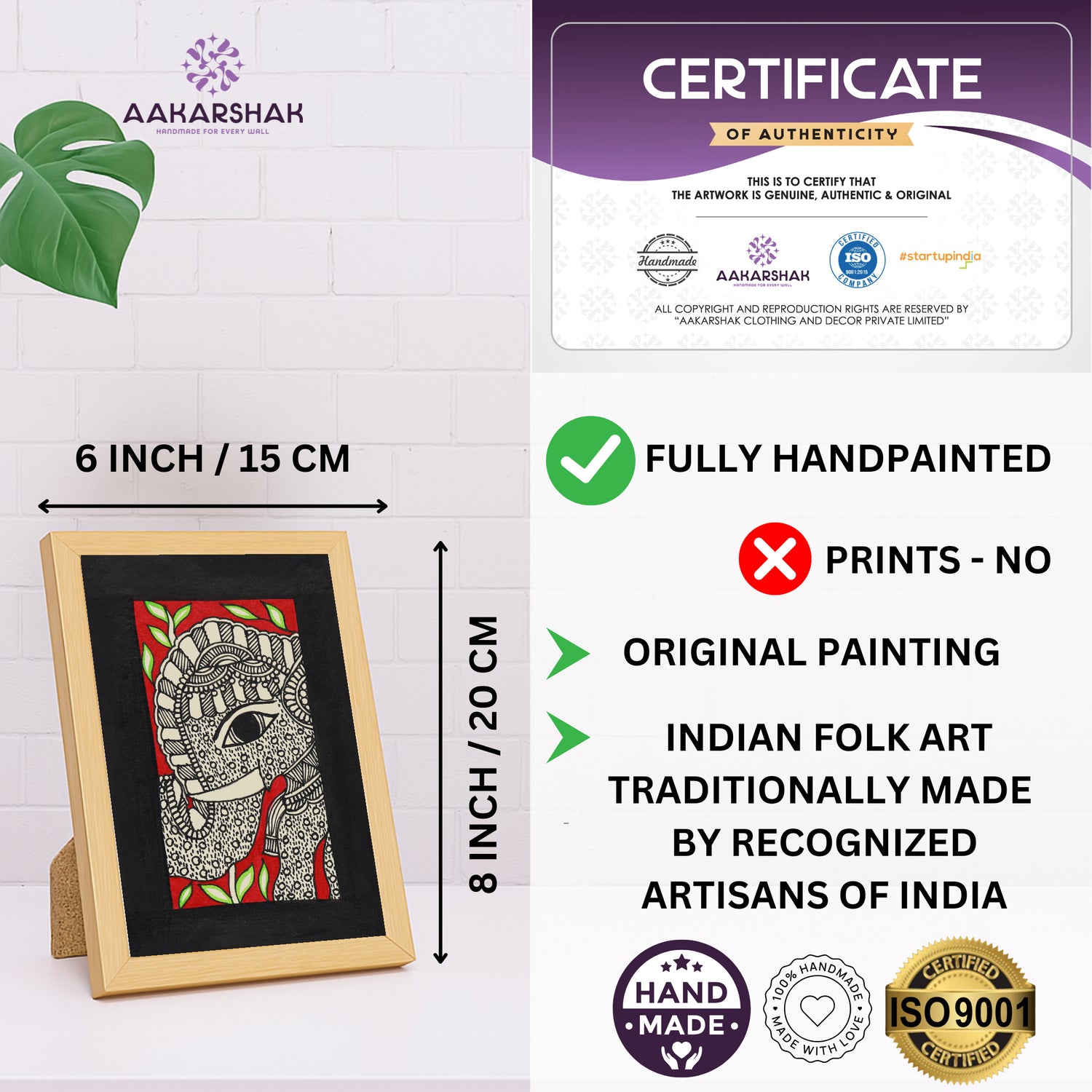 handmade iso certified-madhubani elephant painting
