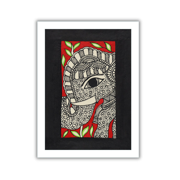 handmade madhubani painting elephant-in vibrant traditional folk art style
