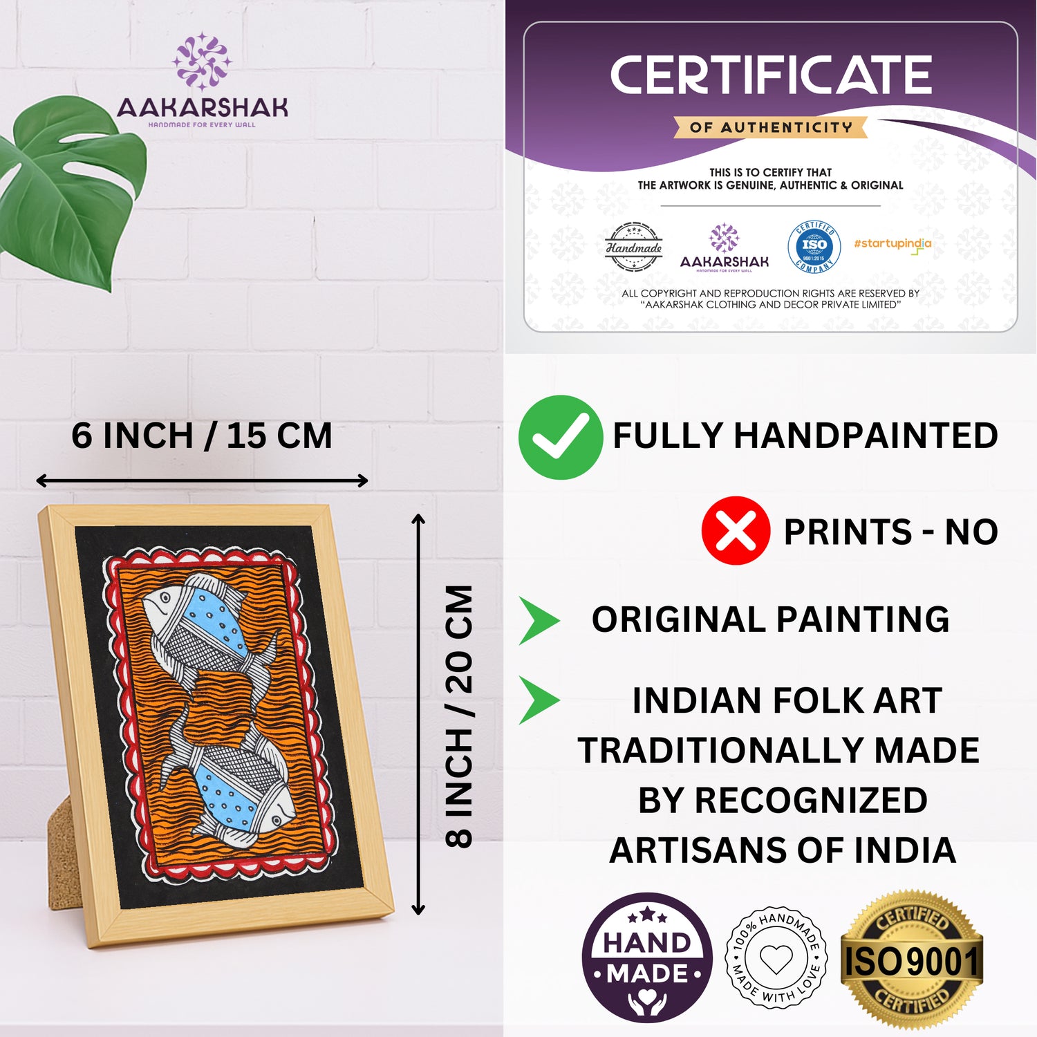 handmade iso certified madhubani-fish painting
