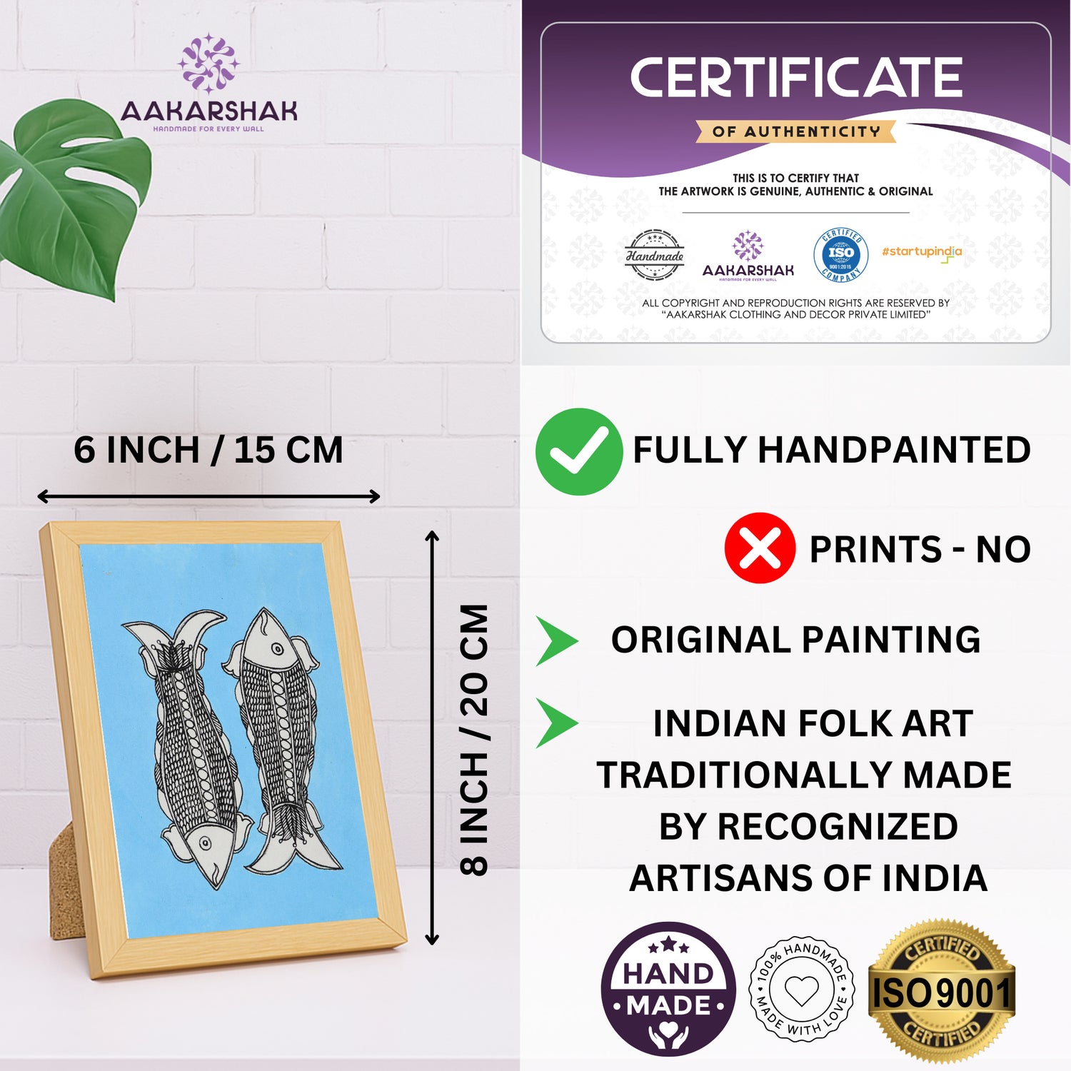 handmade iso certified madhubani-fish painting

