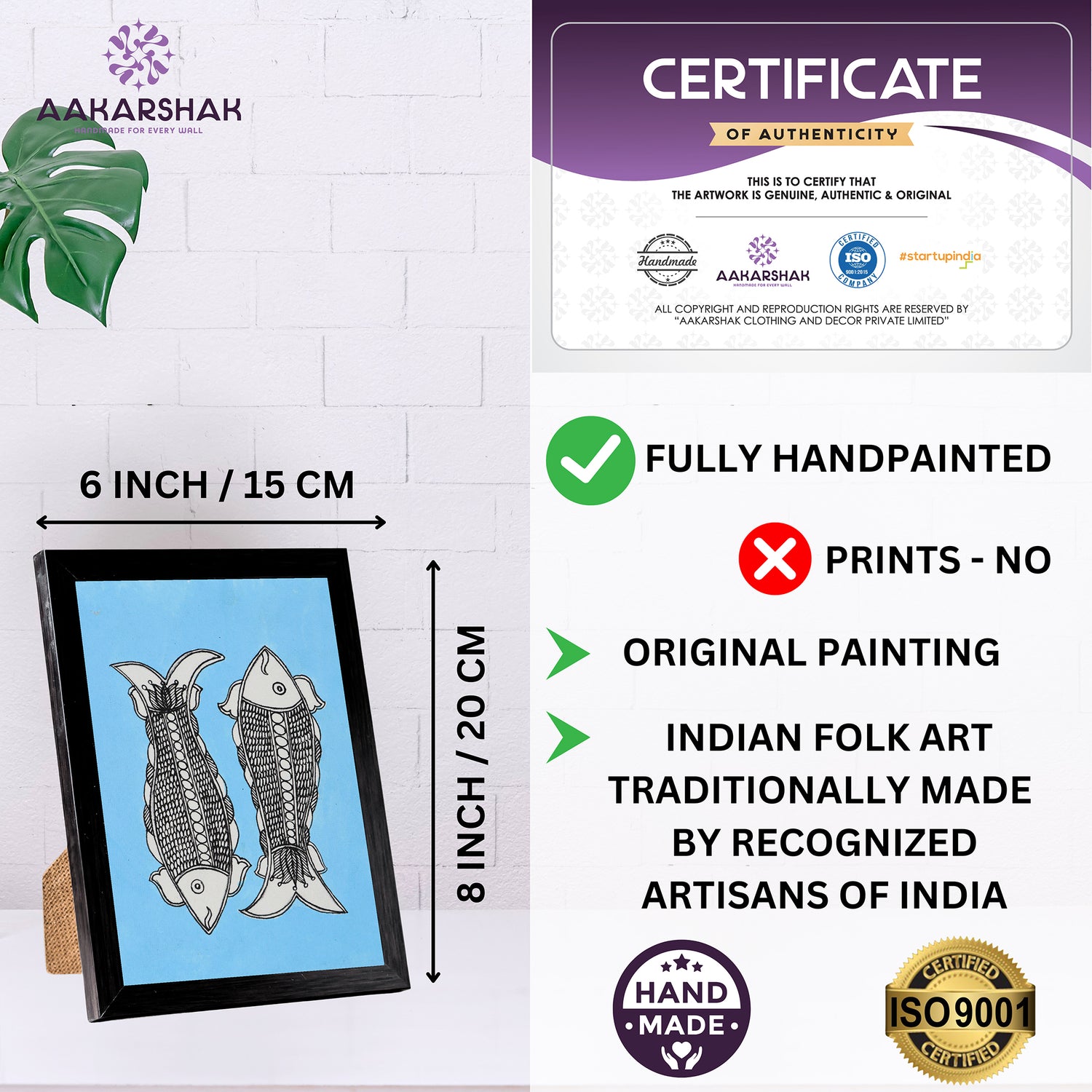 handmade iso certified madhubani-fish painting
