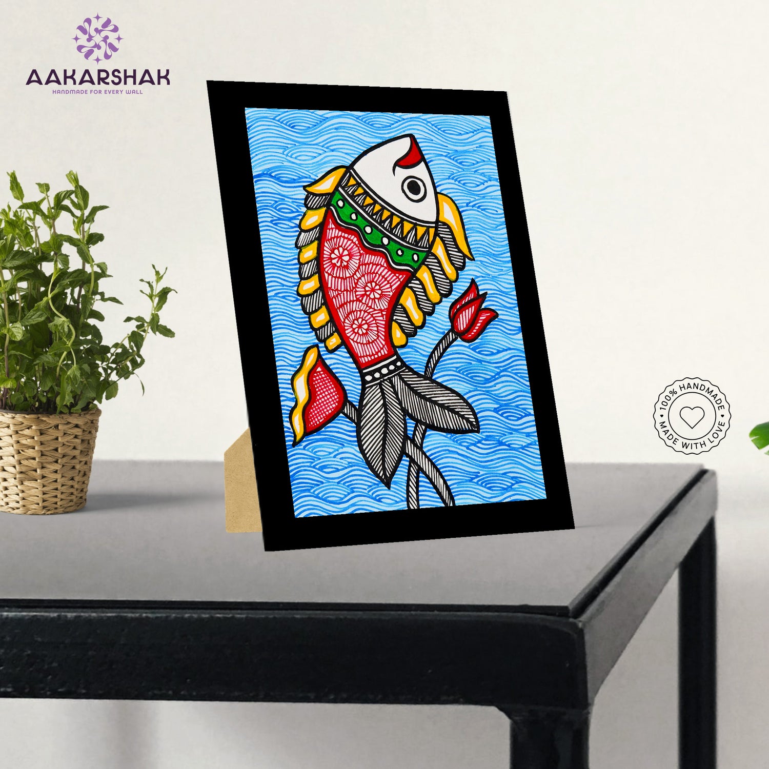 vibrant handmade madhubani painting-depicting indian folk traditions