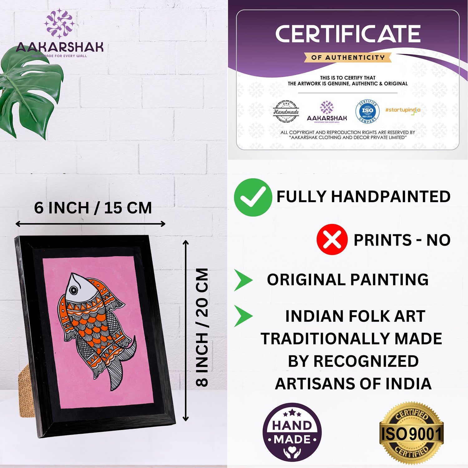 handmade iso certified madhubani-fish painting
